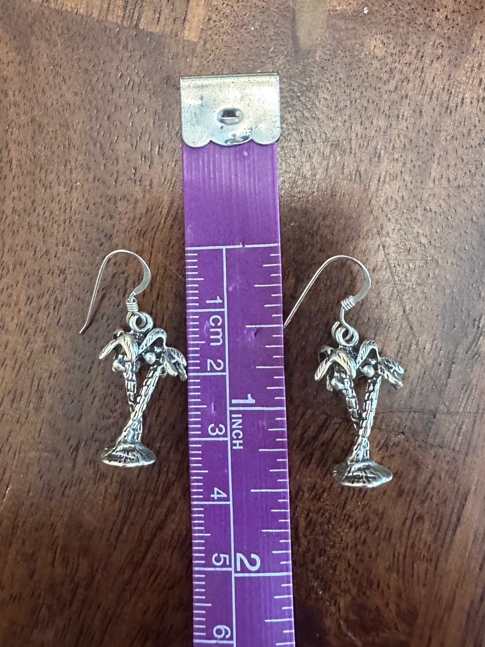 Silver Palm Tree Dangle Earrings